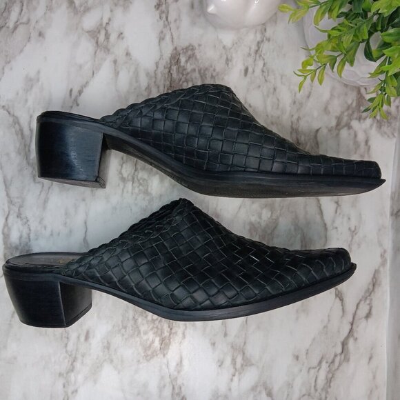 FRANCO SARTO Women's Black Leather Western Cowgirl Clogs Mules Slip On Size 8M - Picture 5 of 10